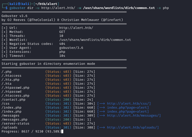 gobuster php